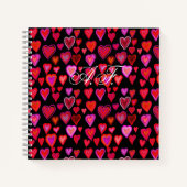 赤いハート型デザイン ノートブック (正面)