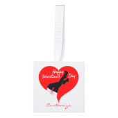 赤いハート大腿ハイブーツバレンタインサンダー_コーブ キューブオーナメント (正面)