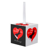 赤いハート大腿ハイブーツバレンタインサンダー_コーブ キューブオーナメント (裏面アングル)