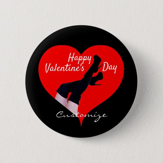 赤いハート大腿ハイブーツバレンタインサンダー_コーブ 缶バッジ (正面)
