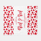 赤いハート夫妻の最初のバレンタインデー フリースブランケット (正面(横))