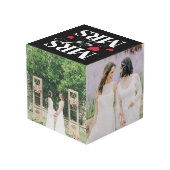 赤いハート夫妻の結婚写真 フォトキューブ (裏面アングル)