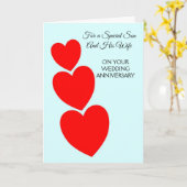 赤いハート夫婦パーソナライズされた記念日 カード (黄色い花)