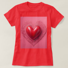 赤いハート女子Tシャツ Tシャツ