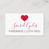 赤いハート女性用衛生布パッド手作り 名刺 (正面)
