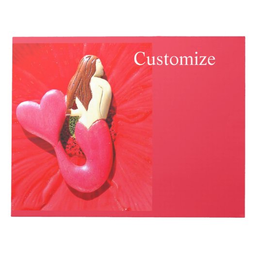 赤いハート尾人魚 ノートパッド (正面)