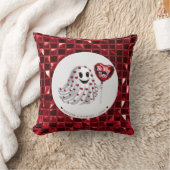 赤いハート幽霊バレンタインのパターン クッション (ブランケット)