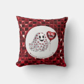赤いハート幽霊バレンタインのパターン クッション (正面)