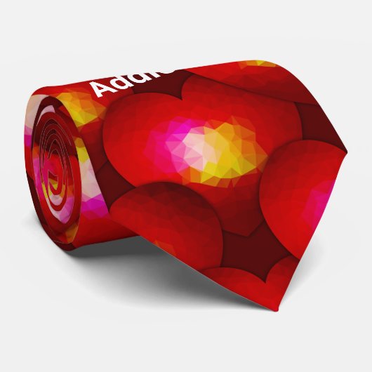赤いハート幾何学的バレンタインのパターン名 ネクタイ (ロール)