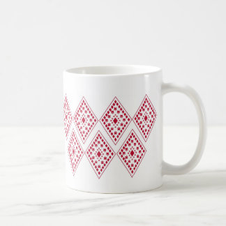 赤いハート形の葉角模様 コーヒーマグカップ