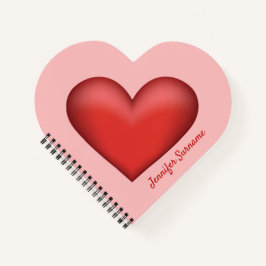 赤いハート形状イラストレーションカスタム文字 ノートブック