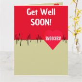 赤いハート心電図がすぐによくなる カード (黄色い花)