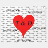 赤いハート愛あなたよりモノグラム フリースブランケット (正面(横))