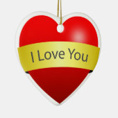 赤いハート愛のサイン セラミックオーナメント (右)