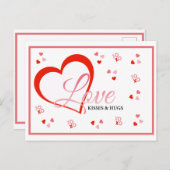 赤いハート愛はバレンタインに接吻し、抱き締めます ポストカード (正面/裏面)