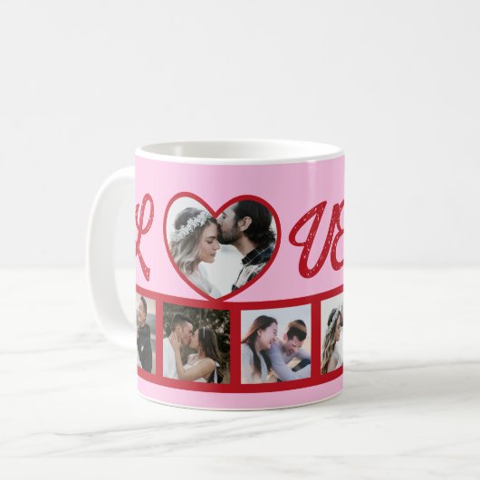 赤いハート愛パーソナライズされたバレンタインの贈り物 コーヒーマグカップ (正面左)