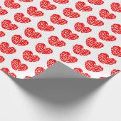 赤いハート感謝していであんまり漢字の形をした ラッピングペーパー (角)