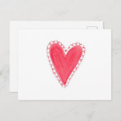 赤いハート手色彩の鮮やか水色バレンタインデー ポストカード (正面/裏面)