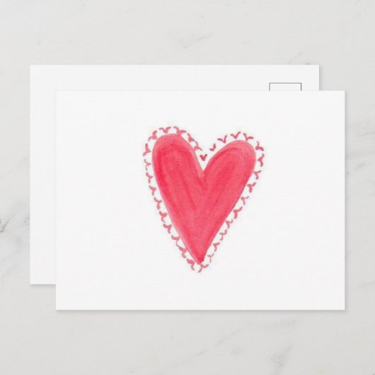 赤いハート手色彩の鮮やか水色バレンタインデー ポストカード (正面/裏面)