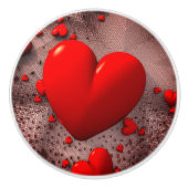 赤いハート抽象芸術フラクタル セラミックノブ (正面)