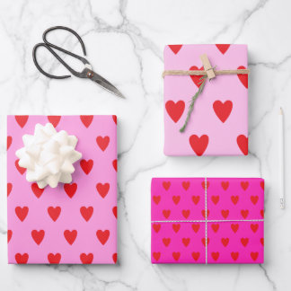 赤いハート抽象芸術手描きボホスタイルパターン ラッピングペーパーシート