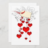 赤いハート招待状 招待状 (正面/裏面)