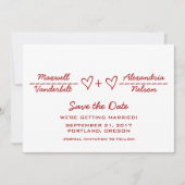 赤いハート方程式日付の保存招待状 招待状 (正面)