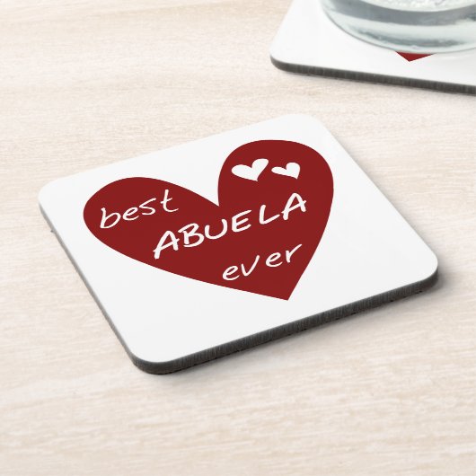 赤いハート最高のアブエラエバーギフト コースター (左側)
