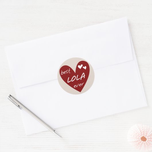 赤いハート最高のロラエバーTシャツとギフト ラウンドシール (封筒)