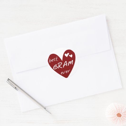 赤いハート最高のGram Ever Tシャツとギフト ラウンドシール (封筒)