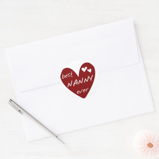 赤いハート最高のNanny Ever Tシャツアンドギフト ラウンドシール (封筒)