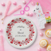 赤いハート枠 ペーパープレート (パーティー)