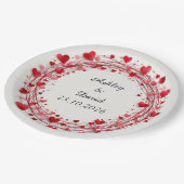 赤いハート枠 ペーパープレート (アングル)