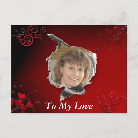 赤いハート枠 ポストカード (正面)