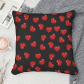 赤いハート柄の黒かわいい恋 クッション