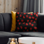 赤いハート柄の黒かわいい恋 クッション