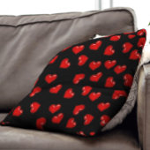 赤いハート柄の黒かわいい恋 クッション