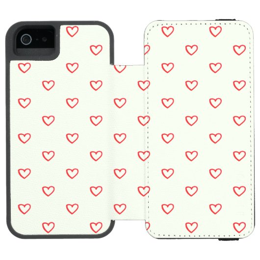 赤いハート柄 かわいい ラブリー INCIPIO iPhoneウォレットケース (フォリオ Open)