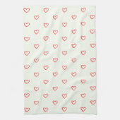 赤いハート柄、かわいい、愛 キッチンタオル (縦)