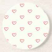 赤いハート柄、かわいい、愛 コースター (正面)