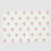 赤いハート柄、かわいい、愛 ゴルフタオル (横)