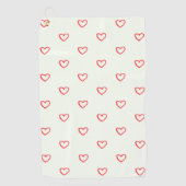 赤いハート柄、かわいい、愛 ゴルフタオル (正面)