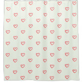 赤いハート柄、かわいい、愛 シャワーカーテン (正面)