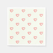 赤いハート柄、かわいい、愛 スタンダードカクテルナプキン (正面)