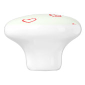 赤いハート柄、かわいい、愛 セラミックノブ (側面)