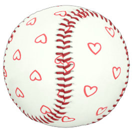 赤いハート柄、かわいい、愛 ソフトボール