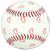 赤いハート柄、かわいい、愛 ソフトボール (正面)