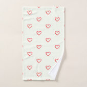 赤いハート柄、かわいい、愛 バスタオルセット (ハンドタオル)