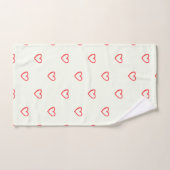 赤いハート柄、かわいい、愛 バスタオルセット (ハンドタオル)