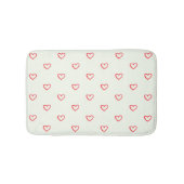 赤いハート柄、かわいい、愛 バスマット (正面)